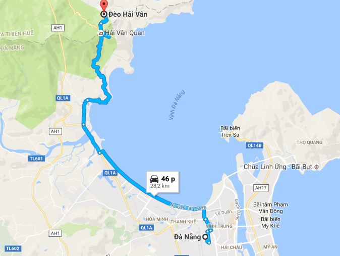 Bản đồ đi đèo hải vân