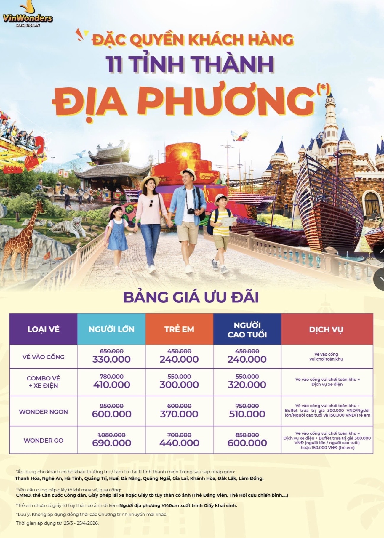 Ưu đãi VinWonders Nam Hội An Tháng 3-4 Năm 2026