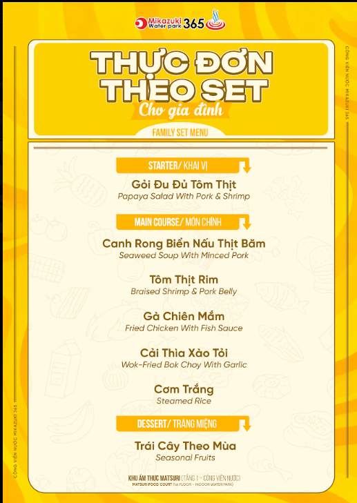 Thực đơn theo set cho gia đình