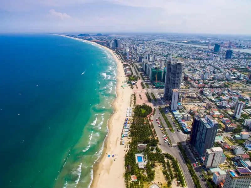 My Khe Beach coastline route from Da Nang Airport to Hoi An