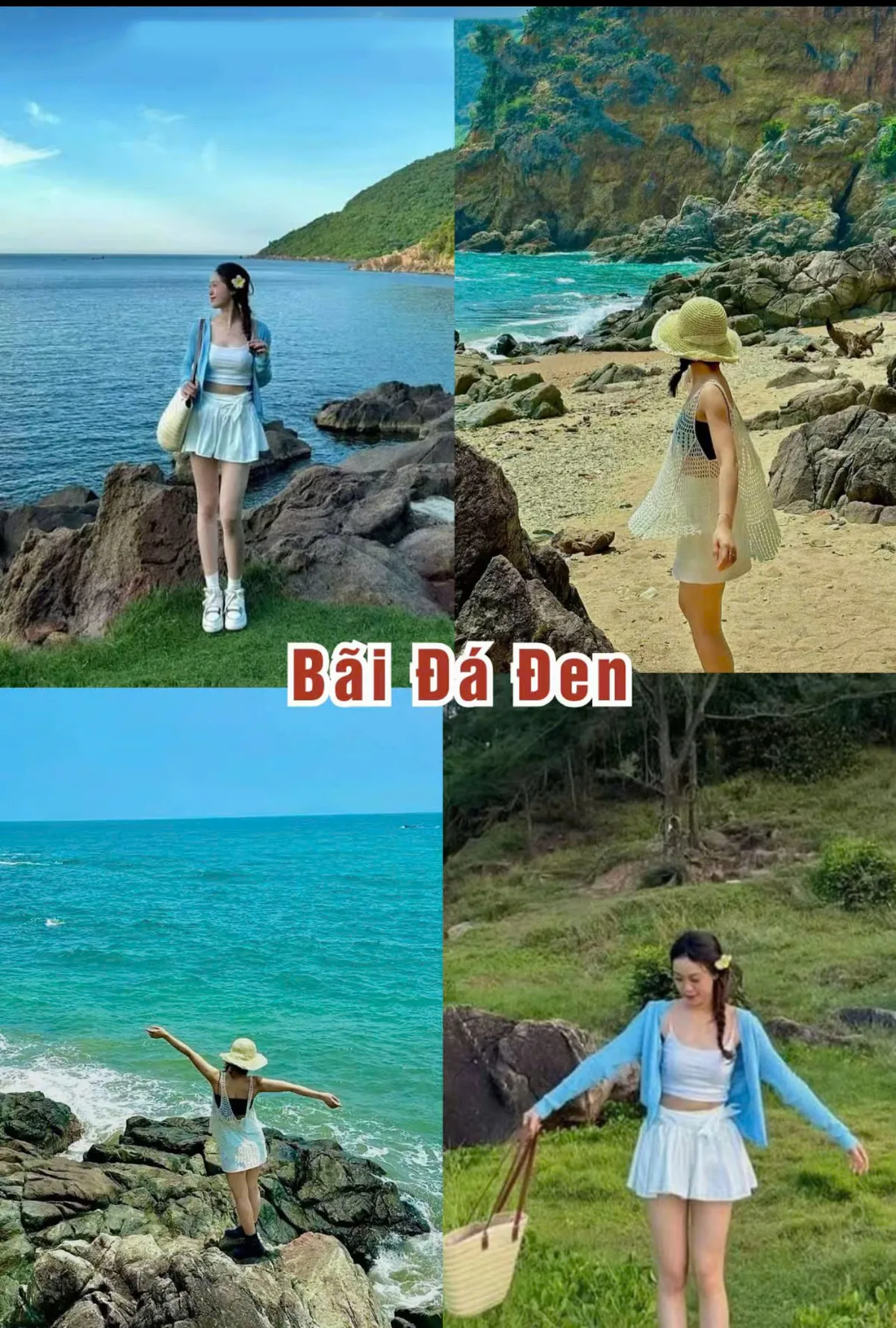 Best rocky beaches in Da Nang Nam O green moss reef
