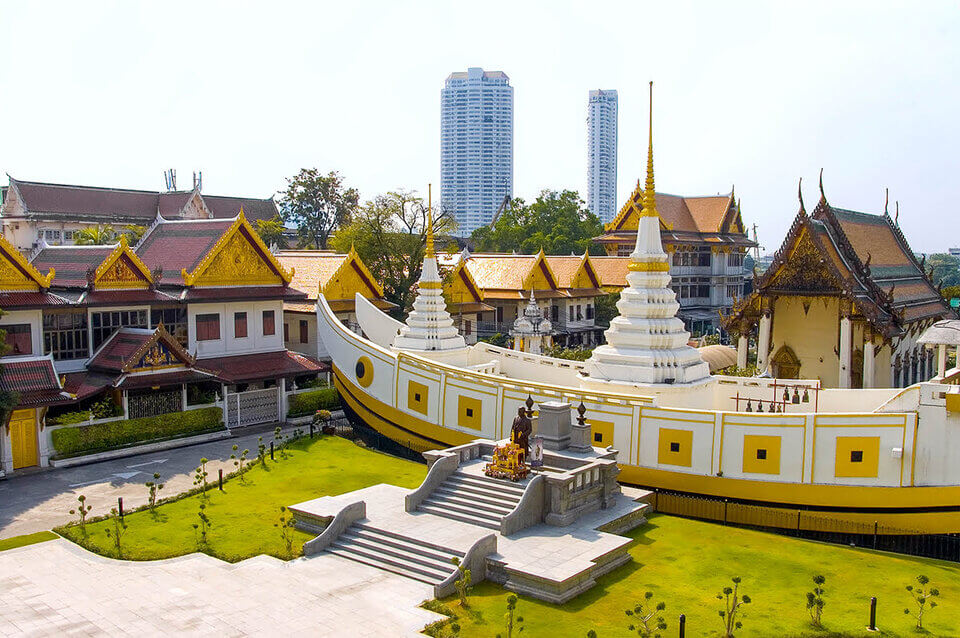 Chùa Thuyền Wat Yannawa Bangkok kiến trúc thuyền buồm lưu giữ xá lợi Phật linh thiêng