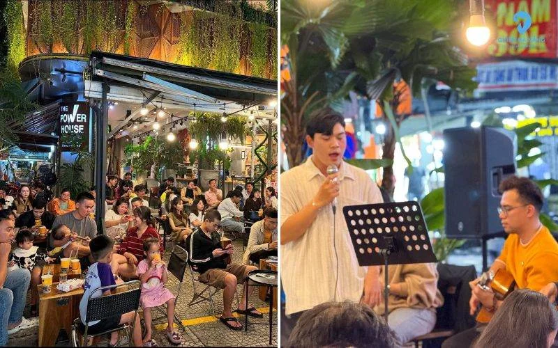 Không gian quán cà phê acoustic ấm cúng thưởng thức tách trà nóng ngắm mưa bay Đà Nẵng